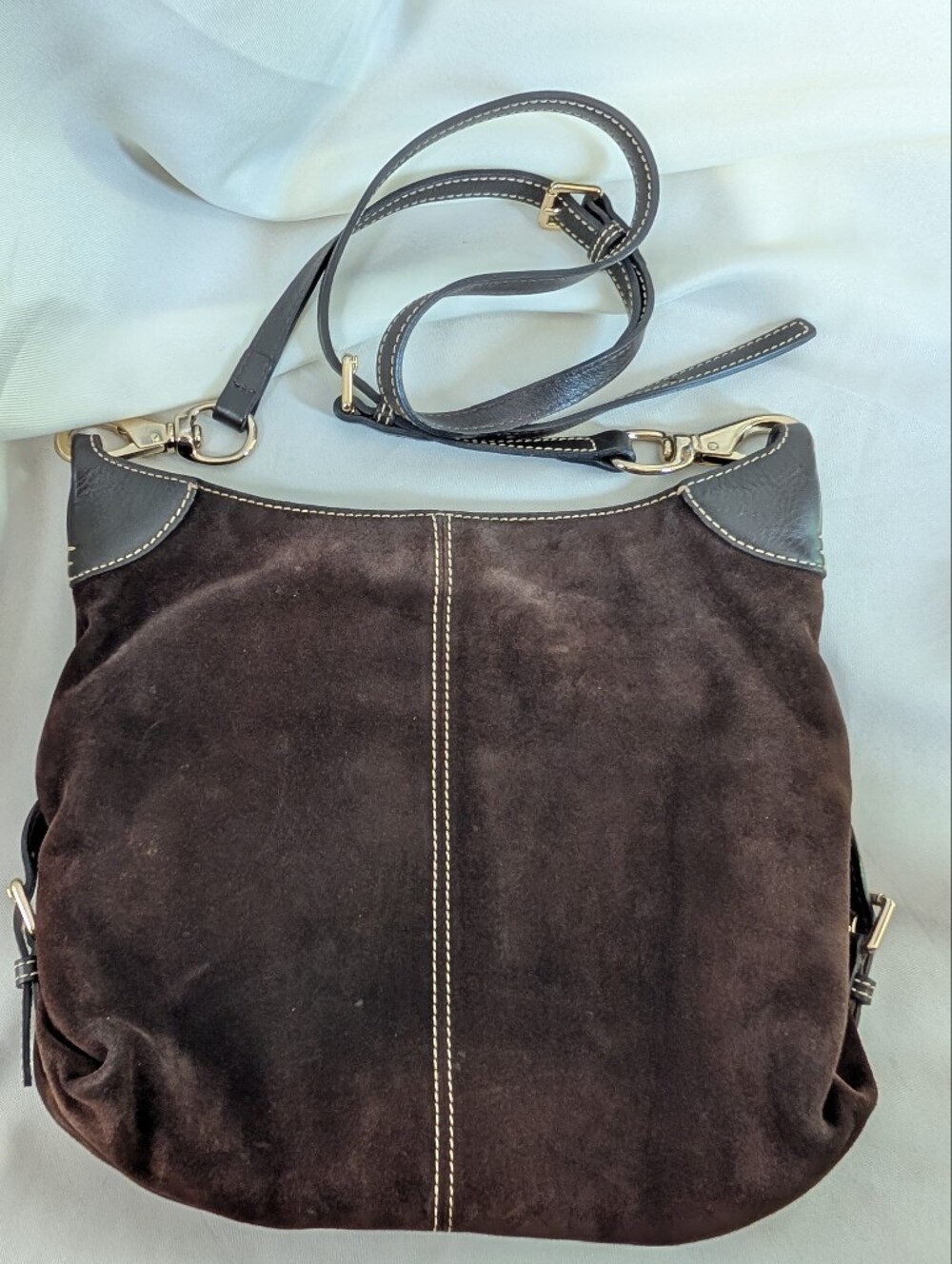 Dooney & Bourke Chocolate Brown Suede Hobo Shoulder Bag - Picture 4 of 10
